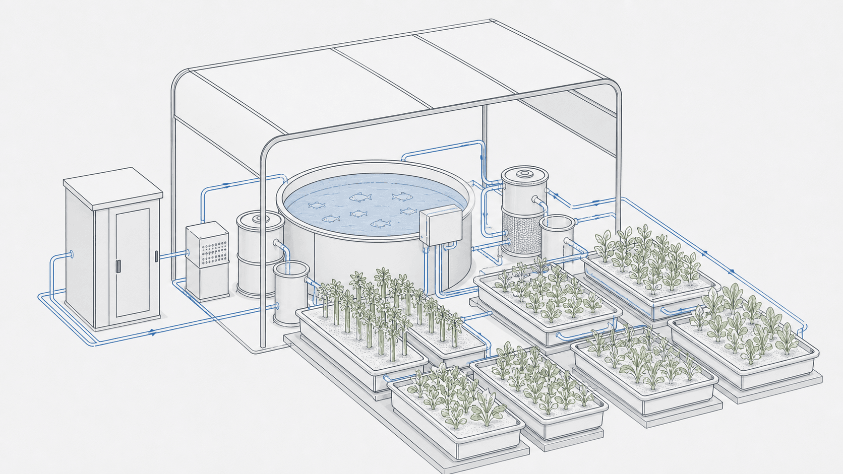 Expandable aquaponics concept with optional canopy